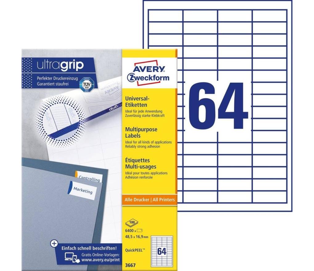 Etiket ILK Avery Zweckform 3667 16,9 x 48,5 mm wit doos/6400 - Per pak