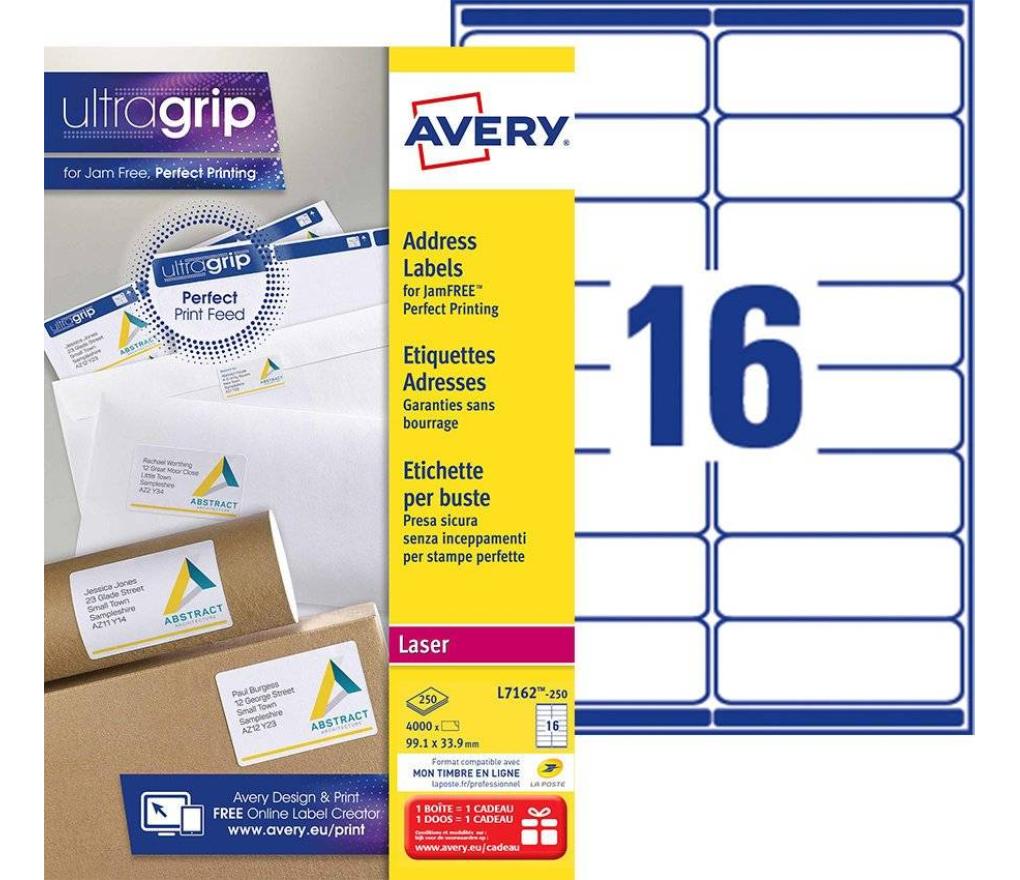 Etiket Laser Avery L7162 99,1 x 33,9 mm wit quick peel doos/1600 - Per pak