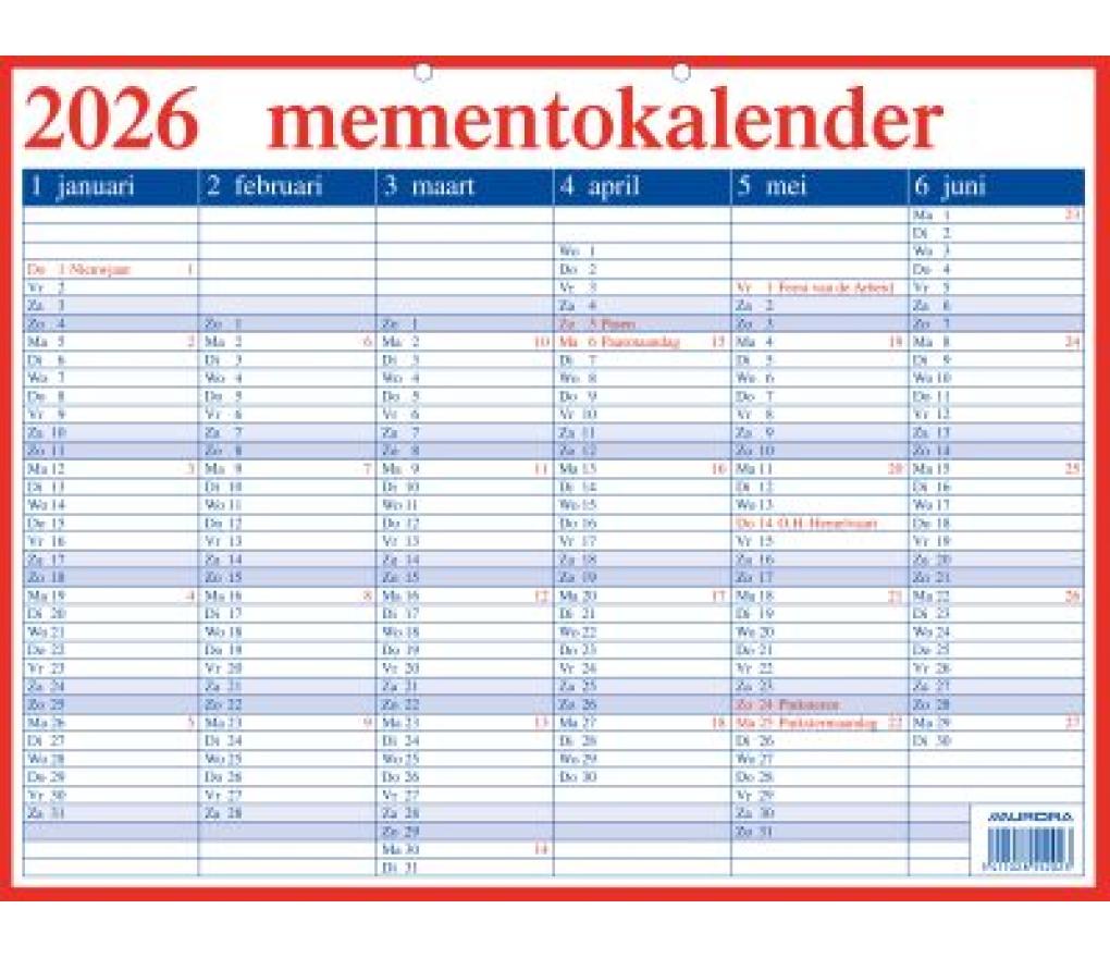 Kalender memento 330 x 420 mm NL 2027 - Per stuk
