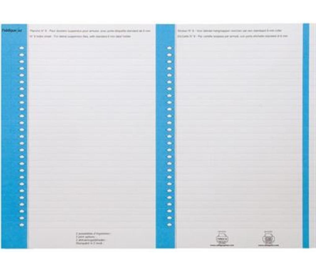 Etiket voor hangmap AZV/TUB nr. 8 blauw strip/25 - Per pak