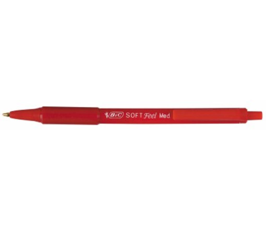 Kogelpen Bic Soft Feel Clic rood - Per stuk