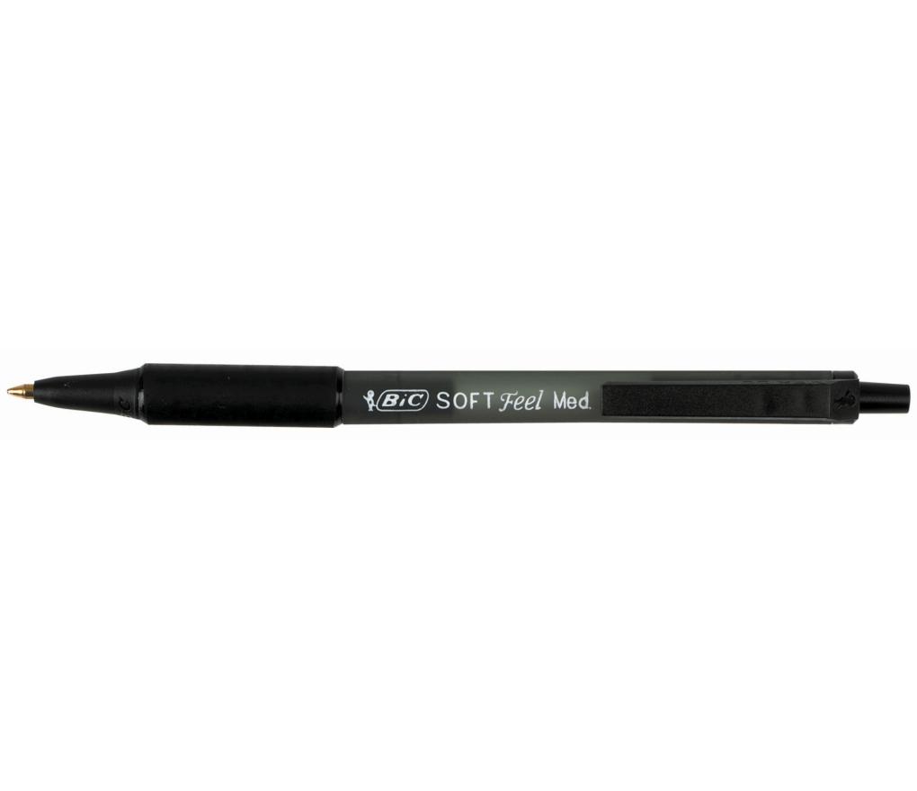 Kogelpen Bic Soft Feel Clic zwart - Per stuk