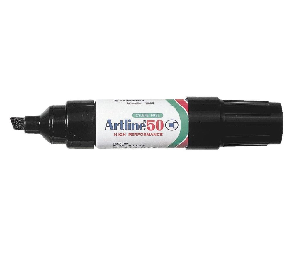 Permanent marker Artline 50 schuine punt 3 - 6 mm zwart - Per stuk