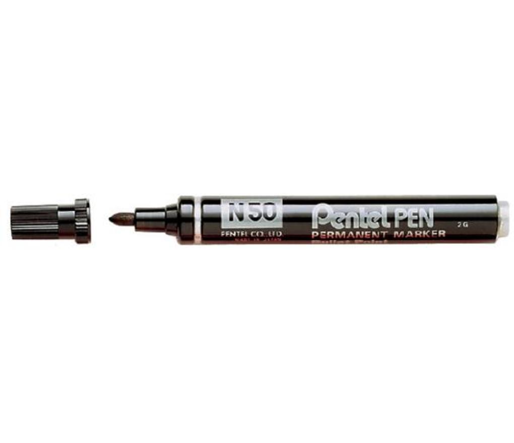 Permanent marker Pentel N50 ronde punt 1,5 - 3 mm zwart - Per stuk
