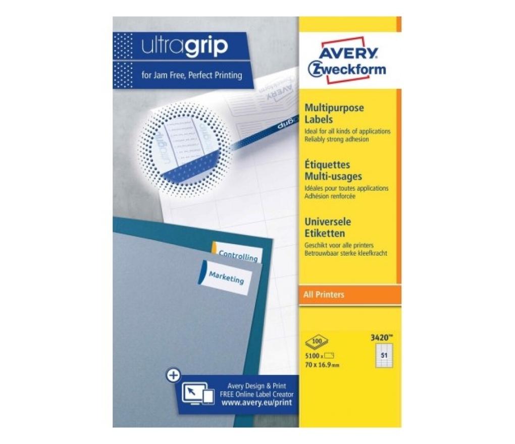 Etiket ILK Avery Zweckform 3420 70 x 16,9 mm wit doos/5100 - Per pak