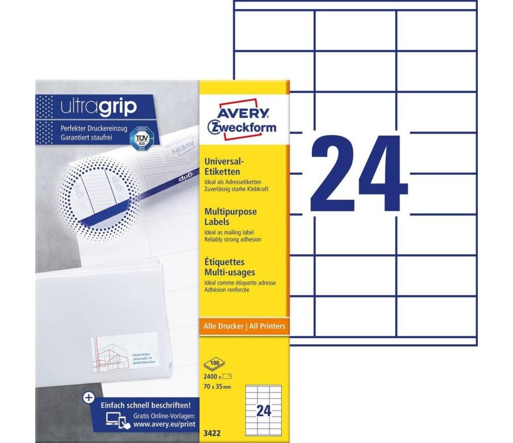 Etiket ILK Avery Zweckform 3422 70 x 35 mm wit doos/2400 - Per pak
