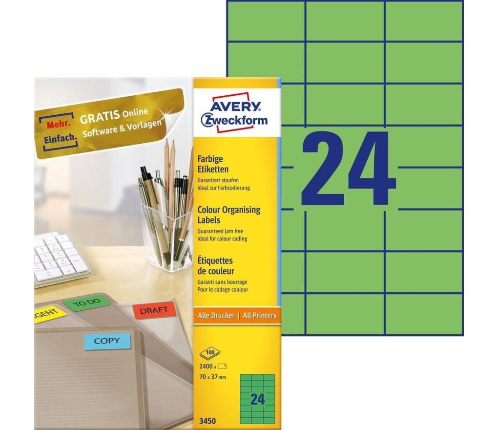 Etiket ILK Avery Zweckform 3450 70 x 37 mm groen doos/2400 - Per pak