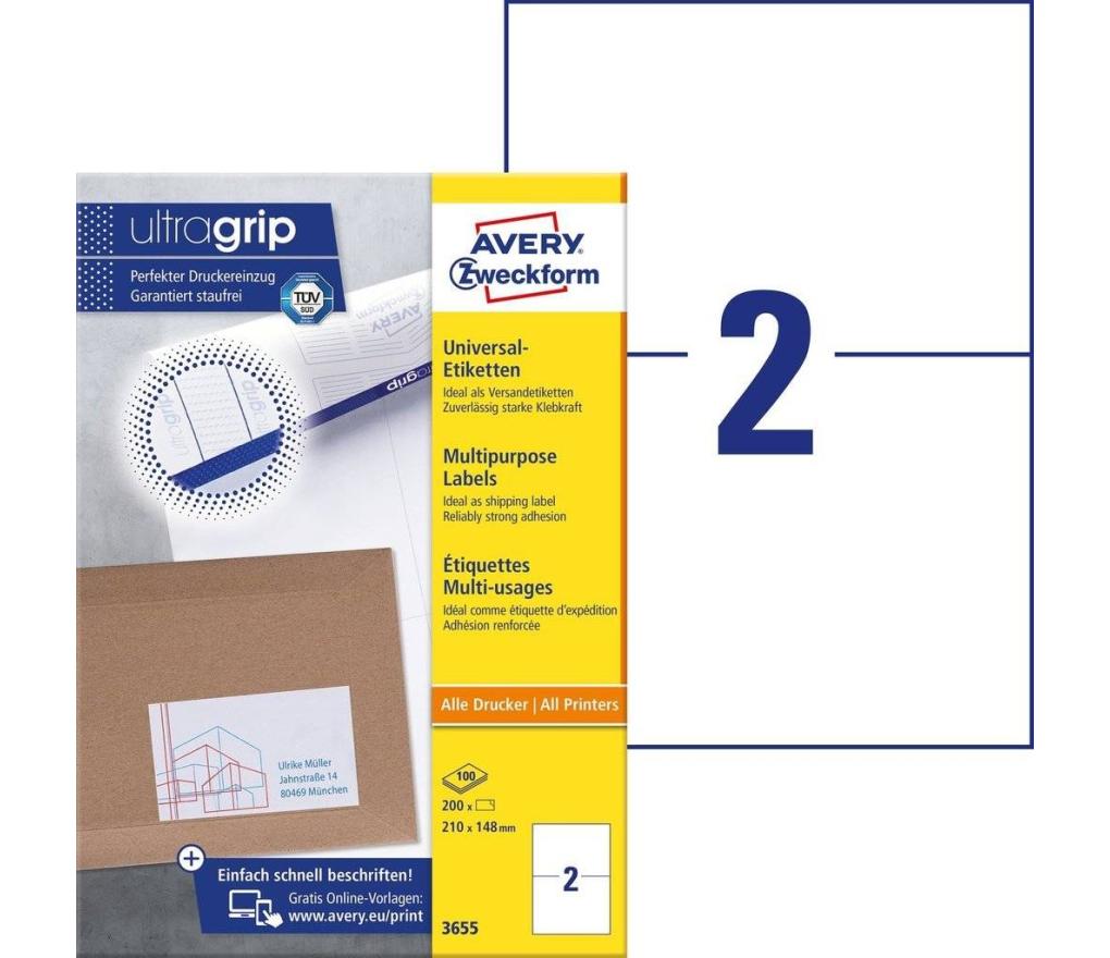 Etiket ILK Avery Zweckform 3655 210 x 148 mm wit doos/200 - Per pak
