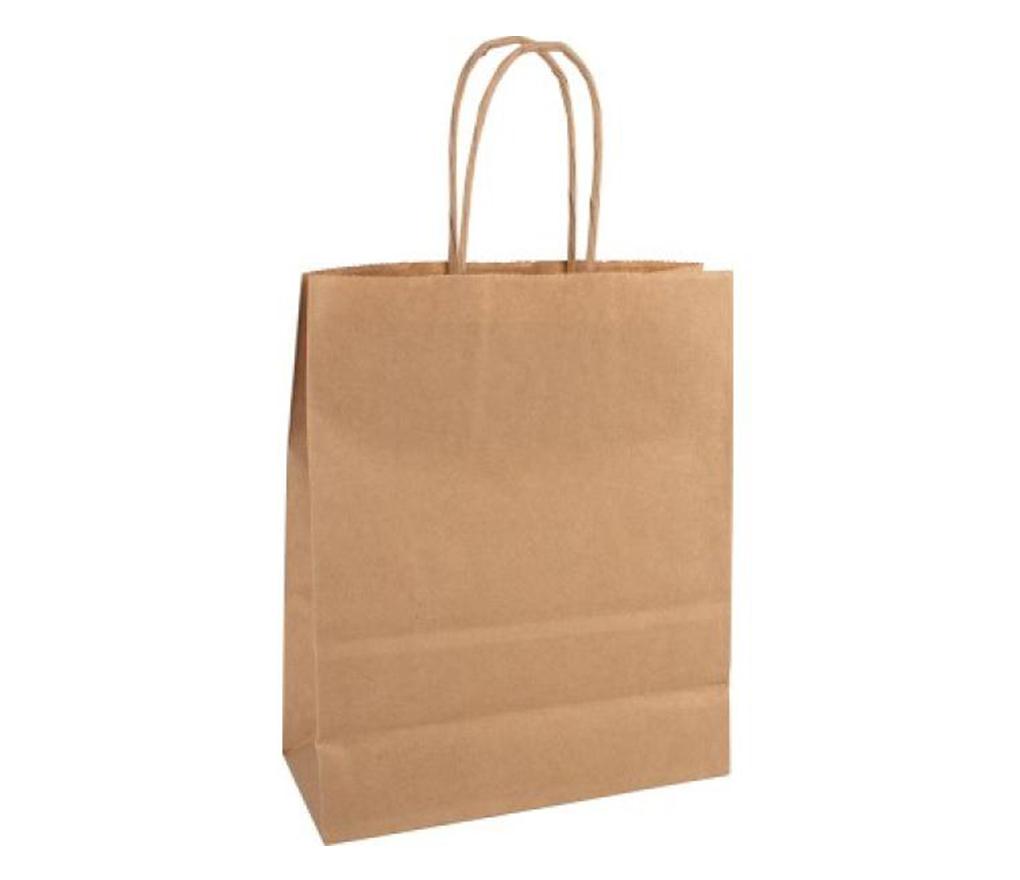 Draagtas met handvat kraftpapier bruin 32 x 12 x 41 cm pak/50 - Per pak