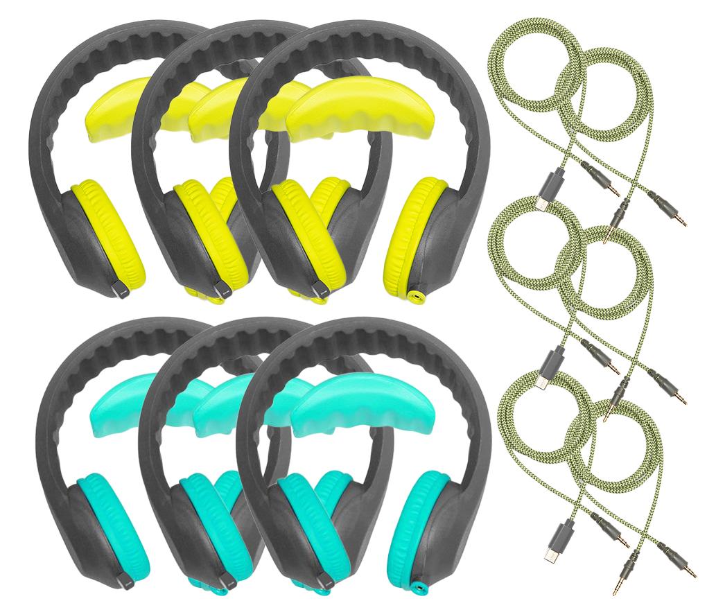 Casque - KidsCover Eduflex - flexible - Aqua & Lime - à partir de 10 ans - set de 6