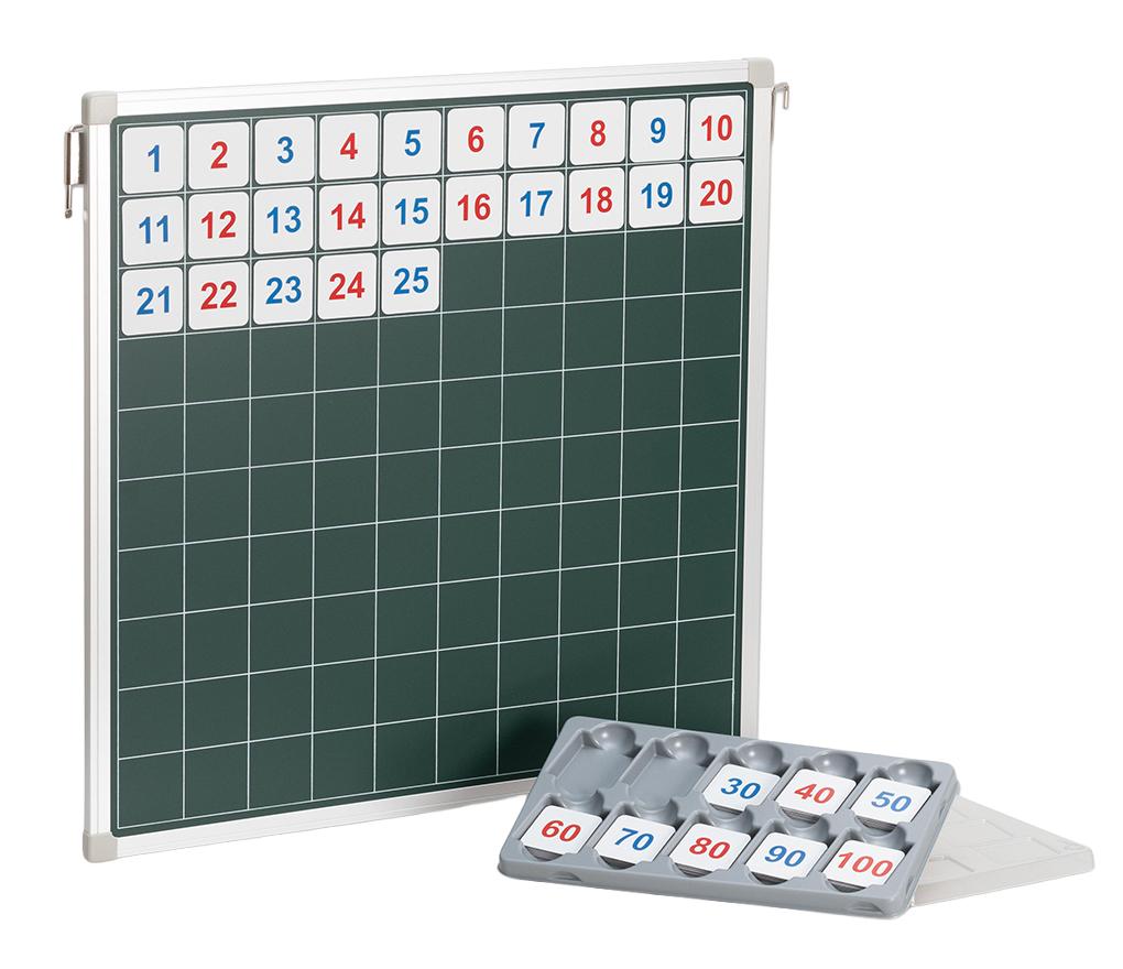 Honderdveld - magnetisch bord - met cijfertegels - 60 x 60 cm - per set
