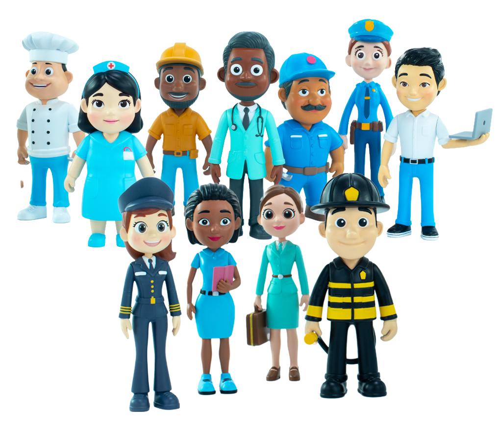 Poppen - Miniland - beroepen - set van 11 assorti