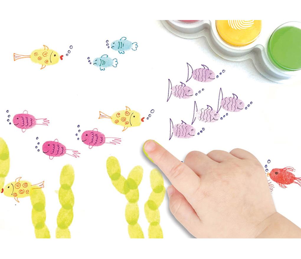 Stempels -  stempelkussens - vingerverf - set van 6 assorti