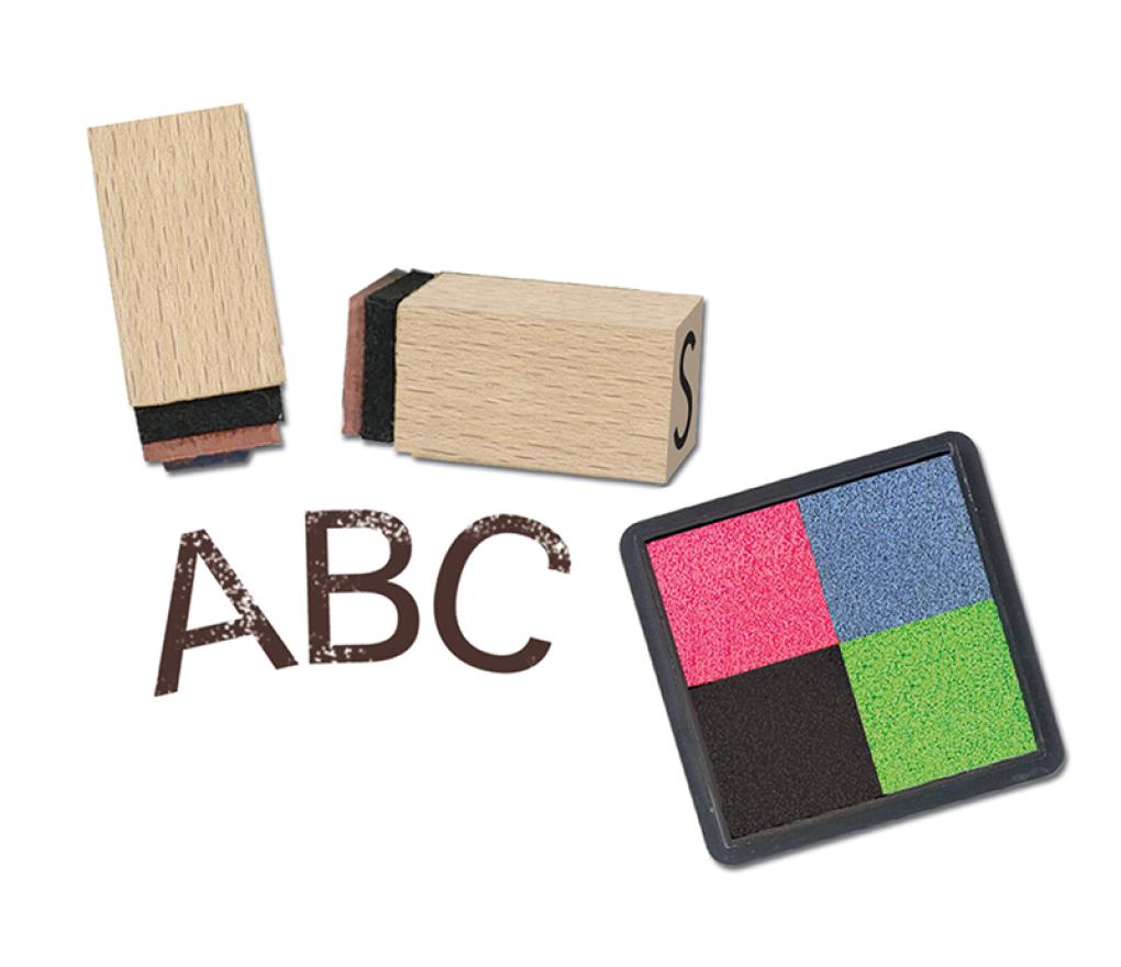 Stempels - mini - alfabet en cijfers - set van 39 assorti