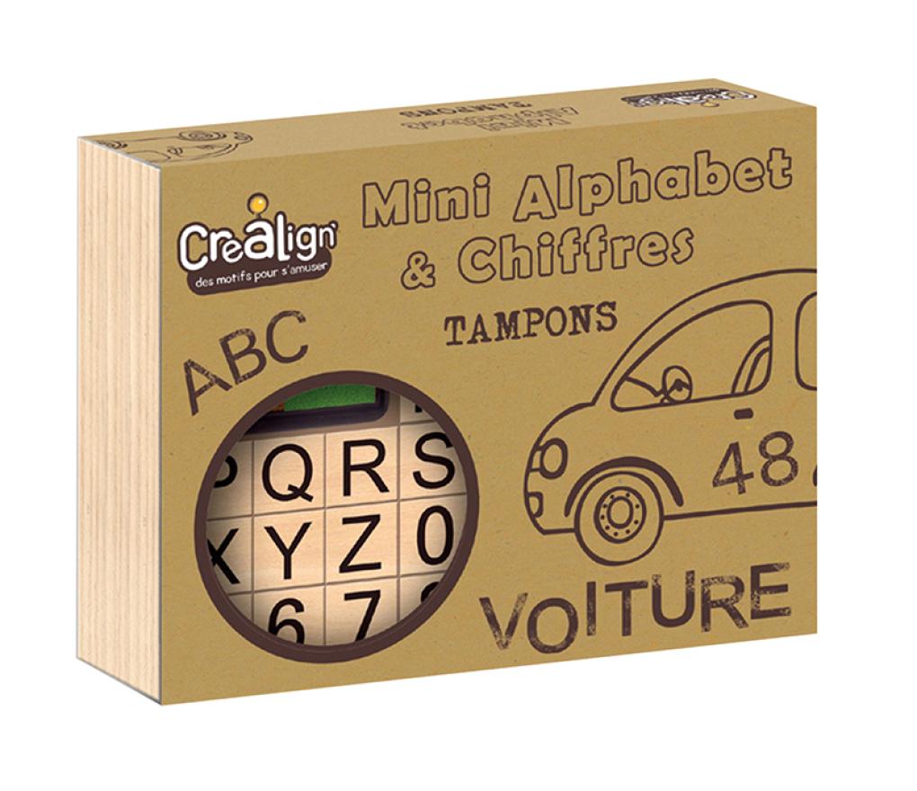 Stempels - mini - alfabet en cijfers - set van 39 assorti