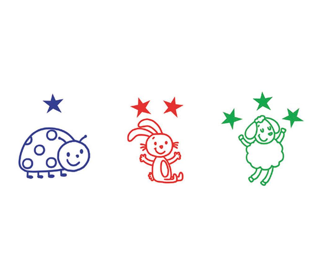 Stempels - waarderingstempels sterren - zelfinktend - set van 3 assorti