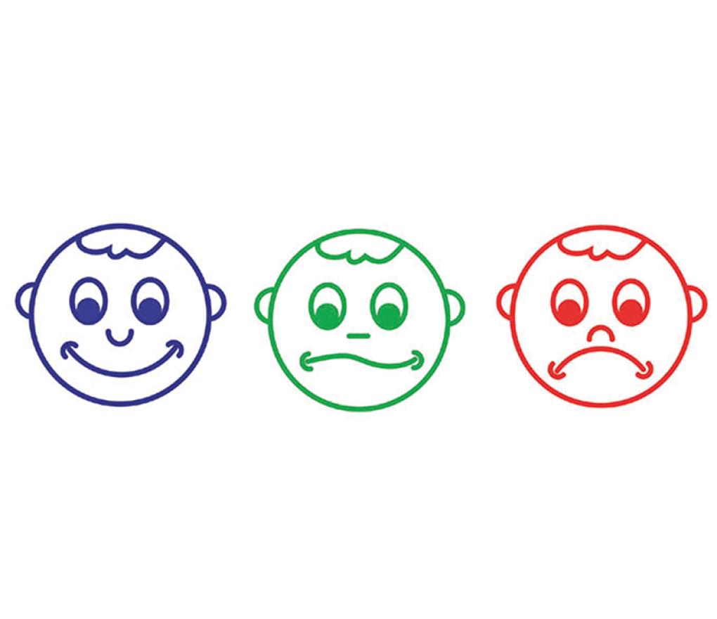 Stempels - waarderingstempels gezichtjes - zelfinktend - set van 3 assorti