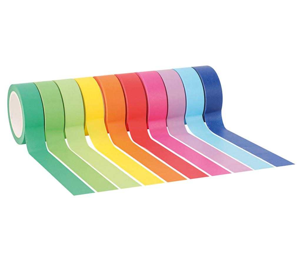 Kleefband - washitape - neonkleuren - set van 10 assorti