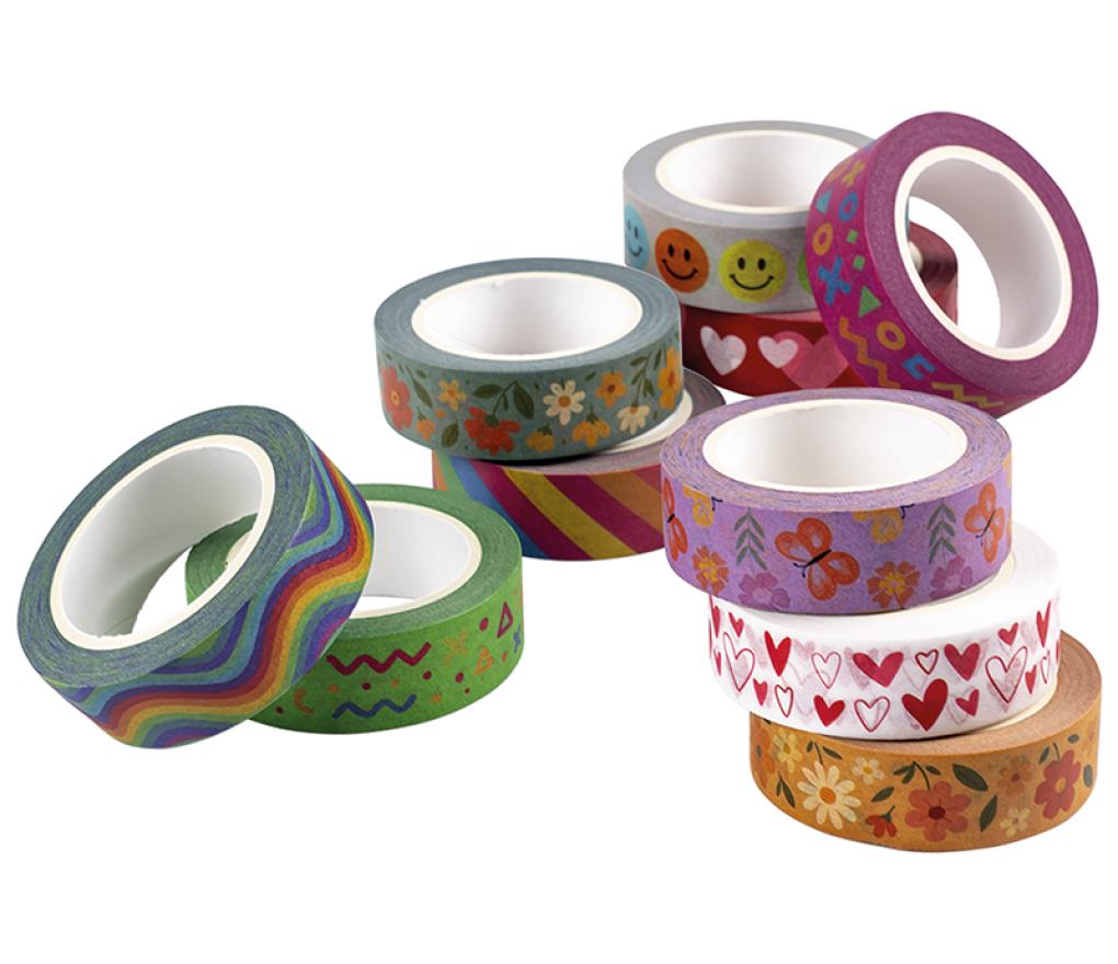 kleefband - washitape - fantasie - set van 10 assorti