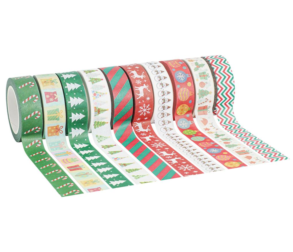 kleefband - washitape - kerstmis - set van 10 assorti