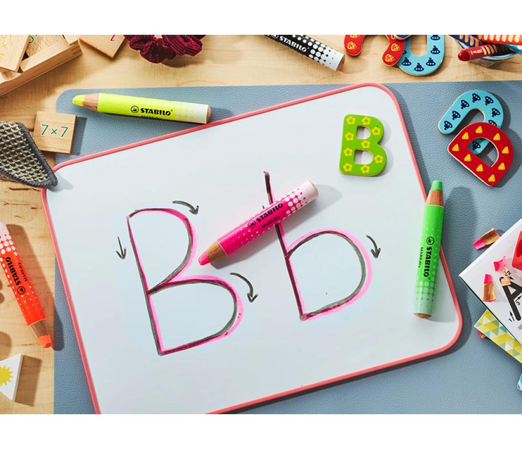 Potloden - whiteboard - Stabilo MARKdry - bordpakket - neon kleuren - per set