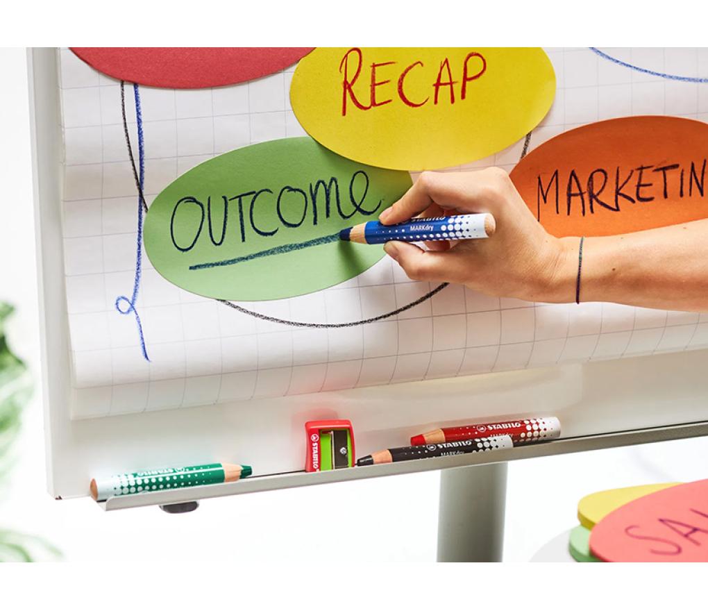 Potloden - whiteboard - Stabilo MARKdry - klaspakket - blauw - set van 30 + 2 slijpers