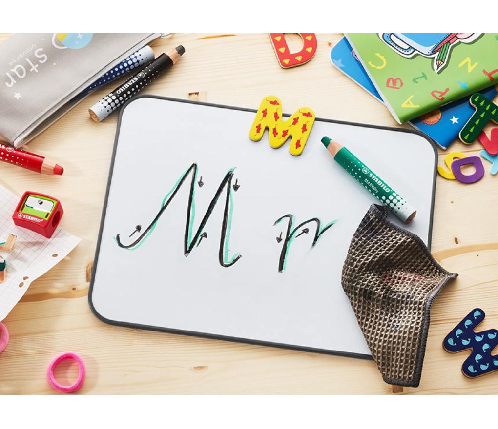 Potloden - whiteboard - Stabilo MARKdry - klaspakket - zwart - set van 30 + 2 slijpers