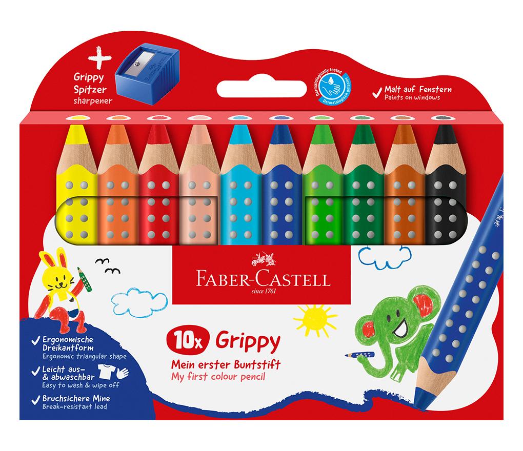 Potloden - waspotloden - Faber Castell - Grippy - 3 in 1 -  set van 10 assorti