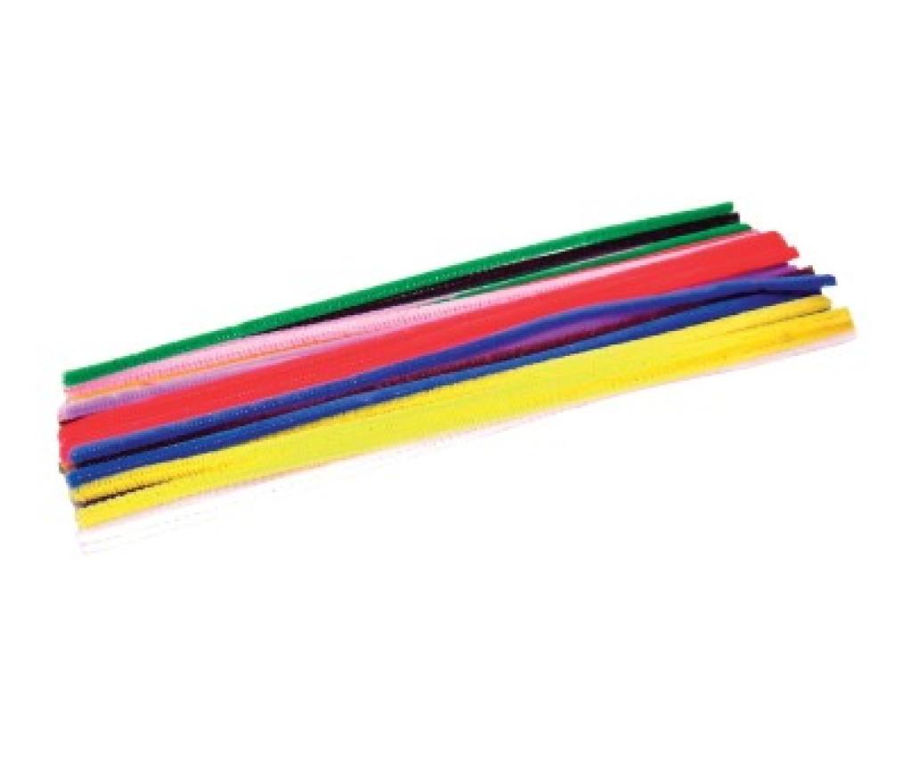 Chenilledraad 6 mm 30 cm assorti neon kleuren assorti pak/50 - Per pak