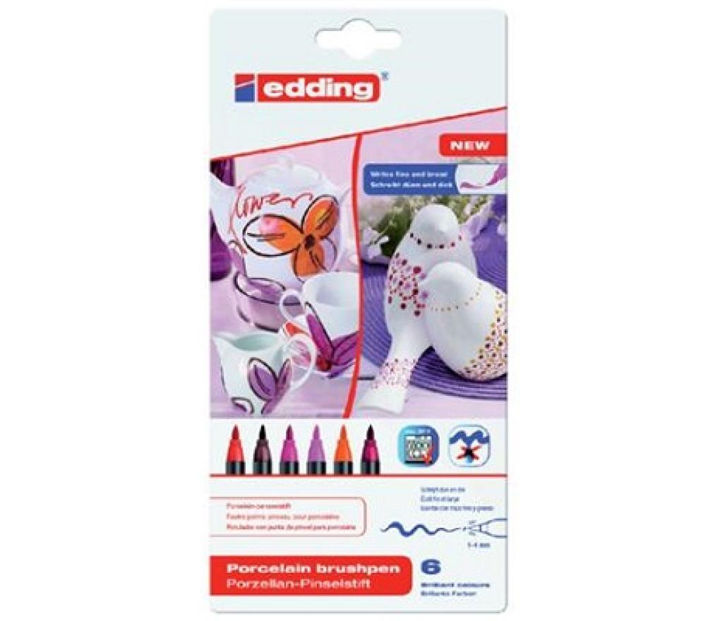 Glas- en porseleinverfstifen Edding 4200 warme kleuren set/6 - Per pak