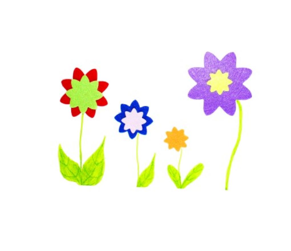 Vilt bloemen 10 kleuren 2,5 tot 7 cm pak/150 - Per stuk
