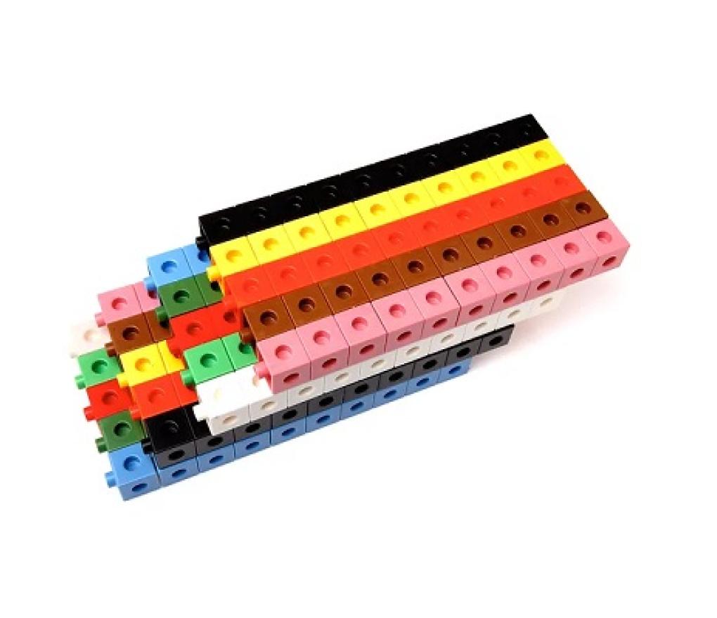 Kubussen in plastic 2 cm stapelbaar 10 kleuren Bouhon zak/200 - Per stuk