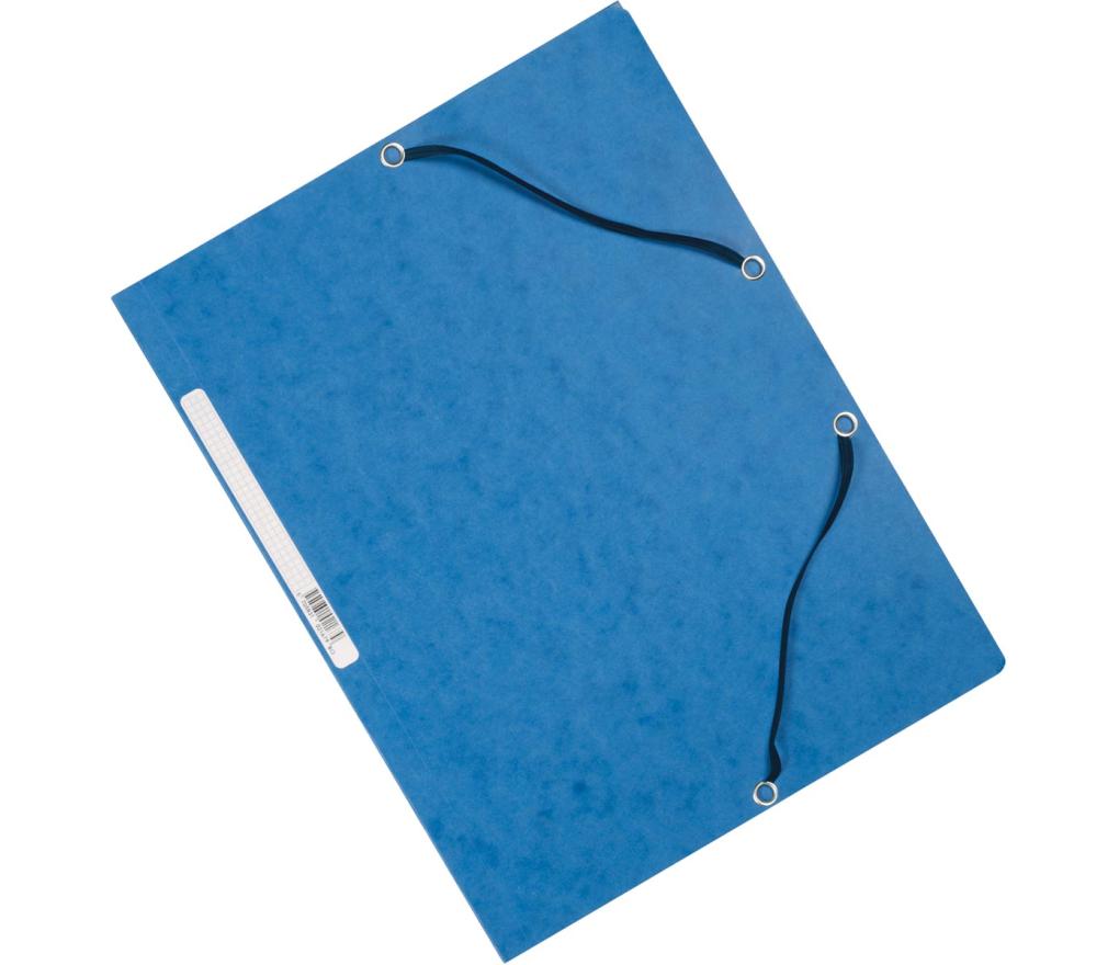 Elastomap 3 kleppen A4 karton blauw - Per stuk