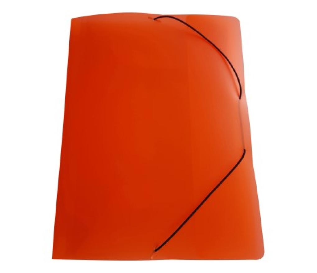 Elastomap Bronyl 3 kleppen A4 plastic transparant oranje - Per stuk