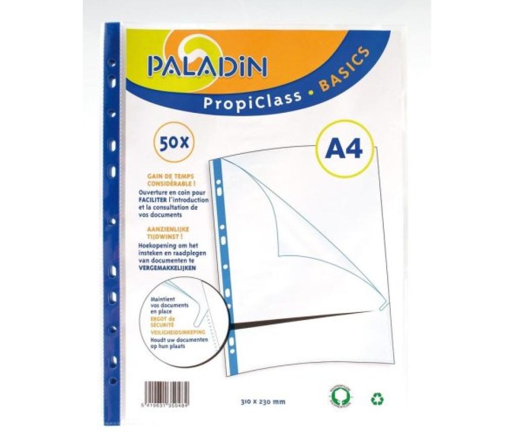 Pochetten A4 9 perforaties stop doc gedeeltelijk open rechts pak/50 - Per pak