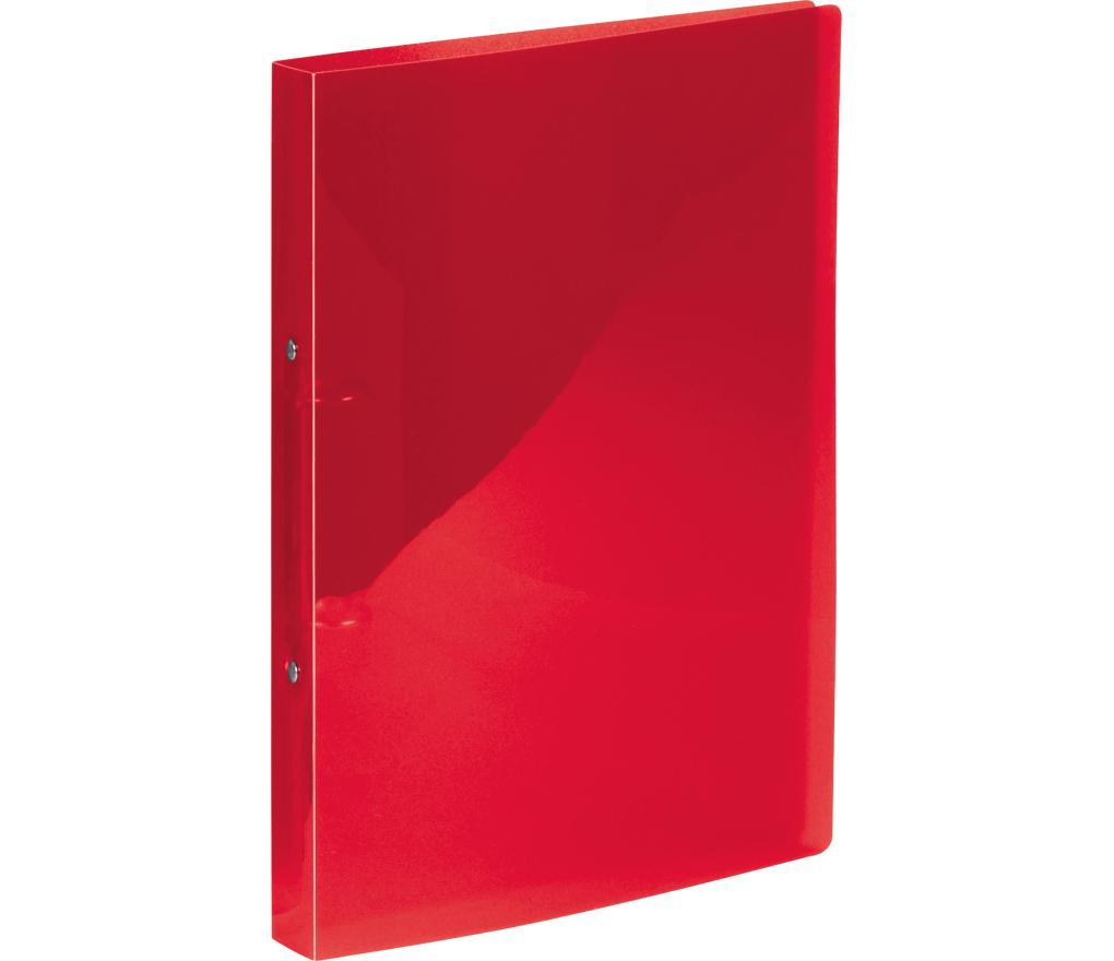 Ringmap A4 2 ringen 16 mm rug 2 cm polypropyleen rood transparant - Per stuk