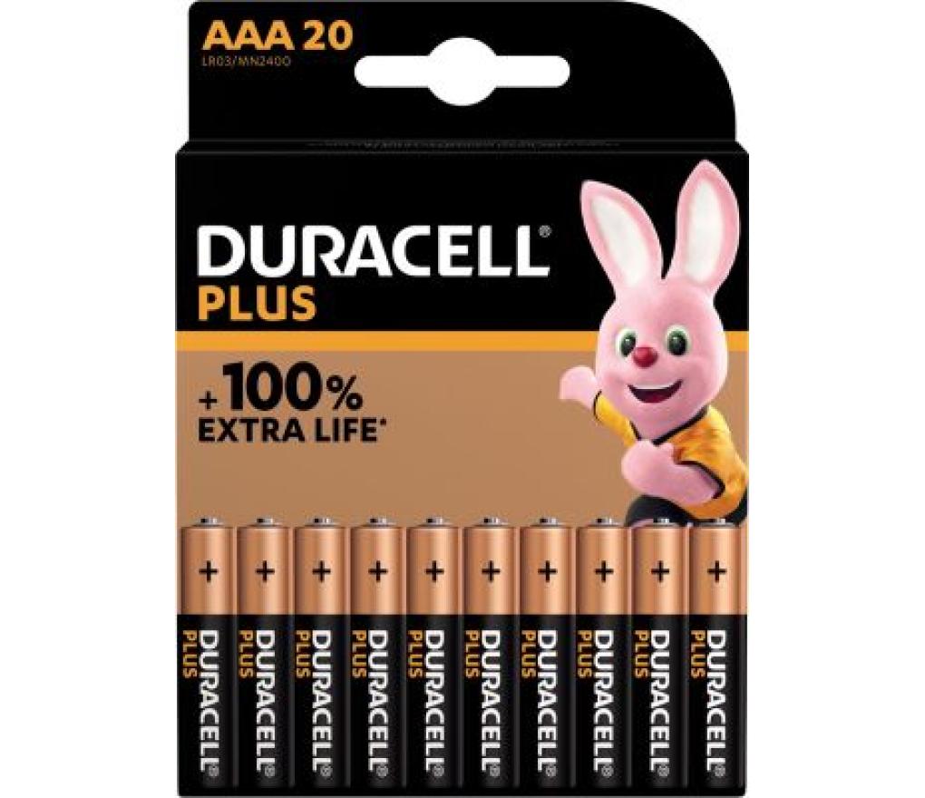 Batterij Duracell Plus 100% LR03 AAA blister/20 - Per pak