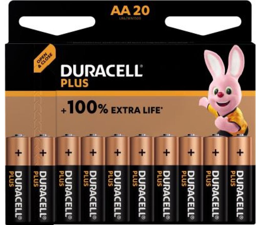 Batterij Duracell Plus 100% LR06 AA blister/20 - Per pak