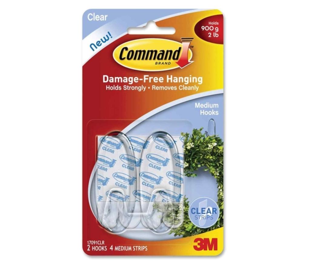 Haakjes Command kunststof transparant draagkracht 900 g blister/2 - Per pak