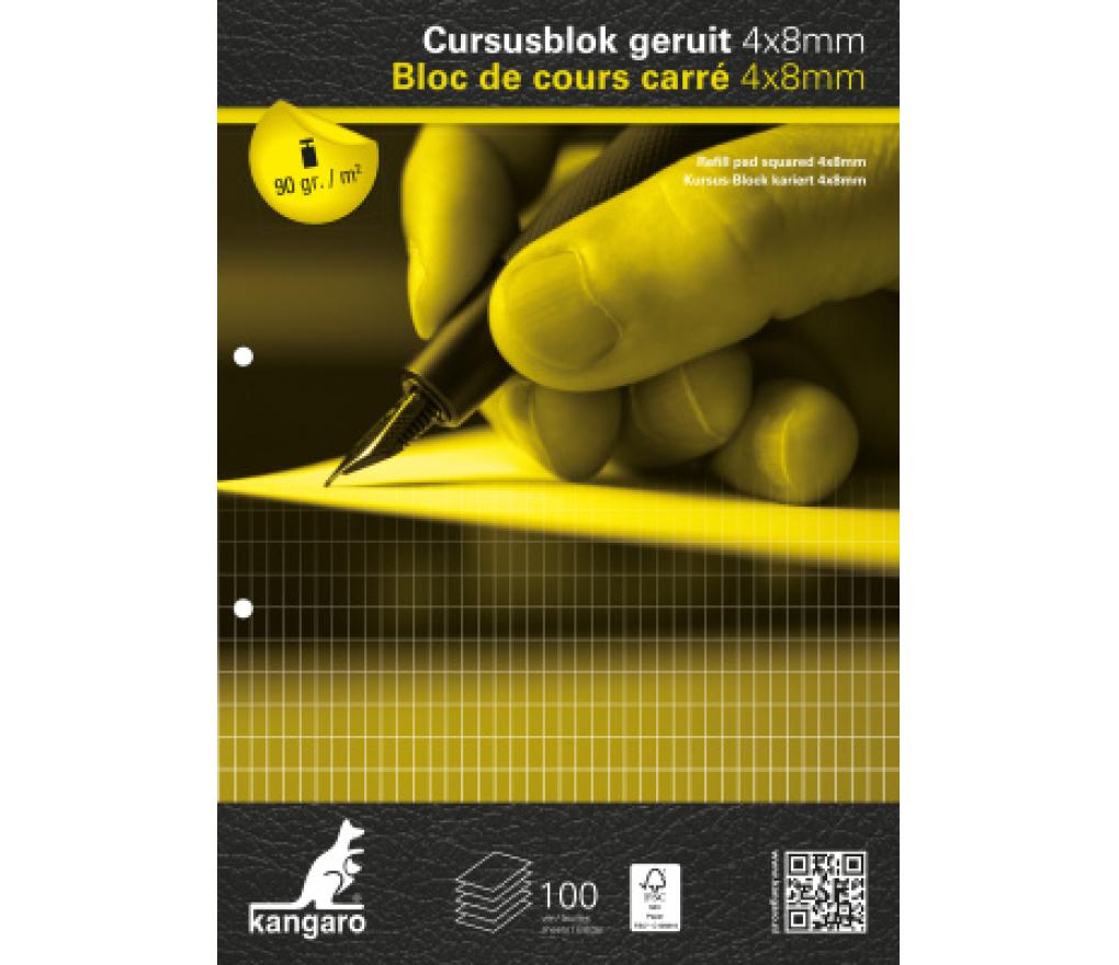 Cursusblok A4 90 g 100 blad commercieel geruit 4 x 8 mm - Per stuk