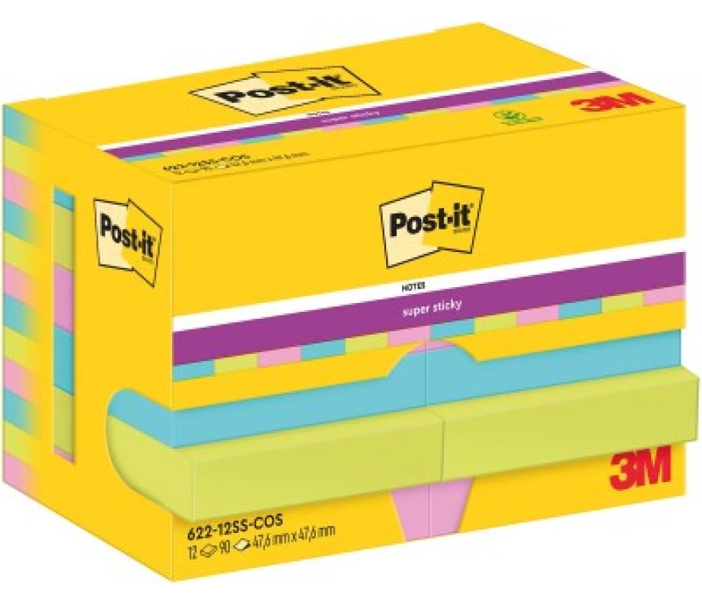 Post-it 3M Super Sticky 47,6 x 47,6 mm Cosmic colors pak/12 - Per pak