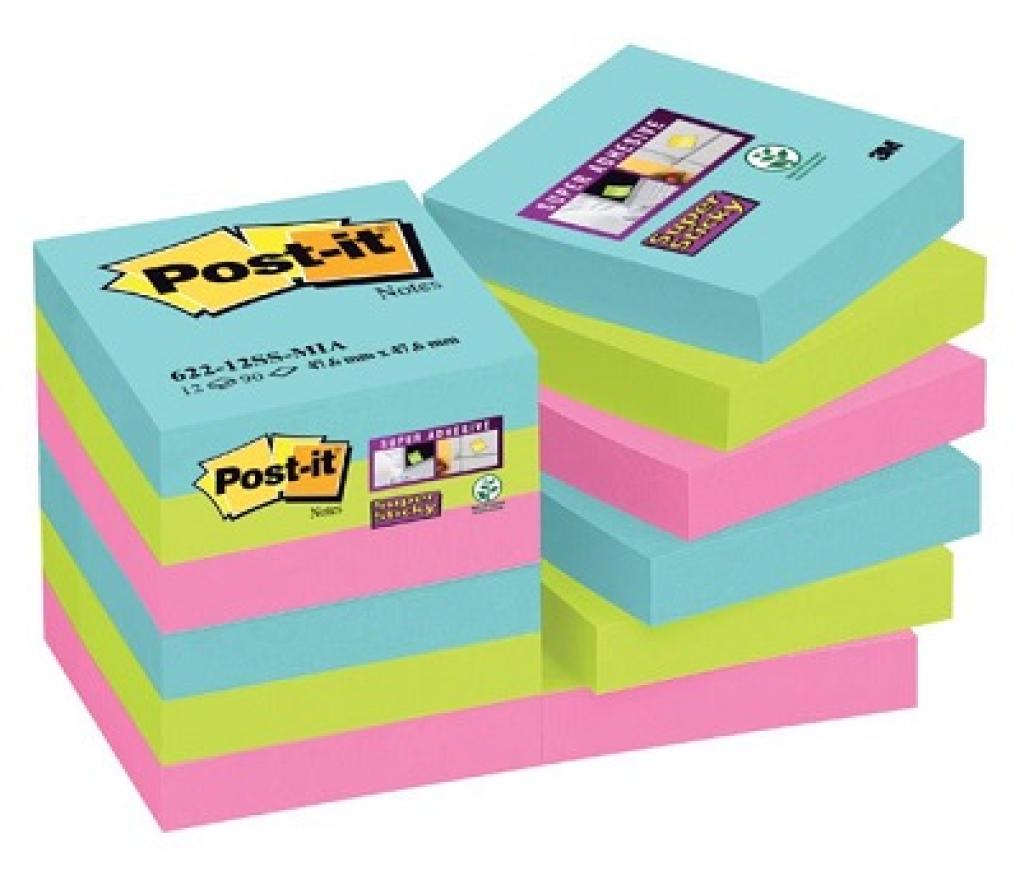 Post-it 3M Super Sticky 47,6 x 47,6 mm Cosmic colors pak/12 - Per pak