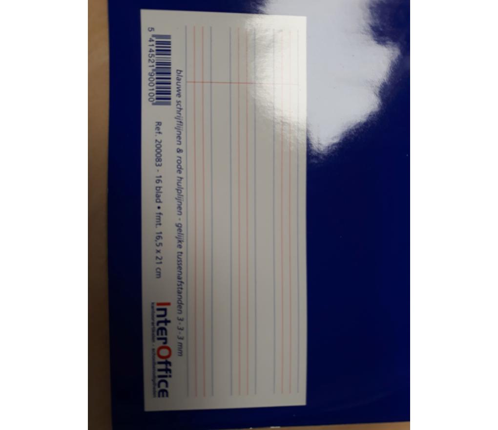 Schoonschrift 165 x 210 mm 16 blad 4 lijnen 3 mm gelijke afstand - Per stuk
