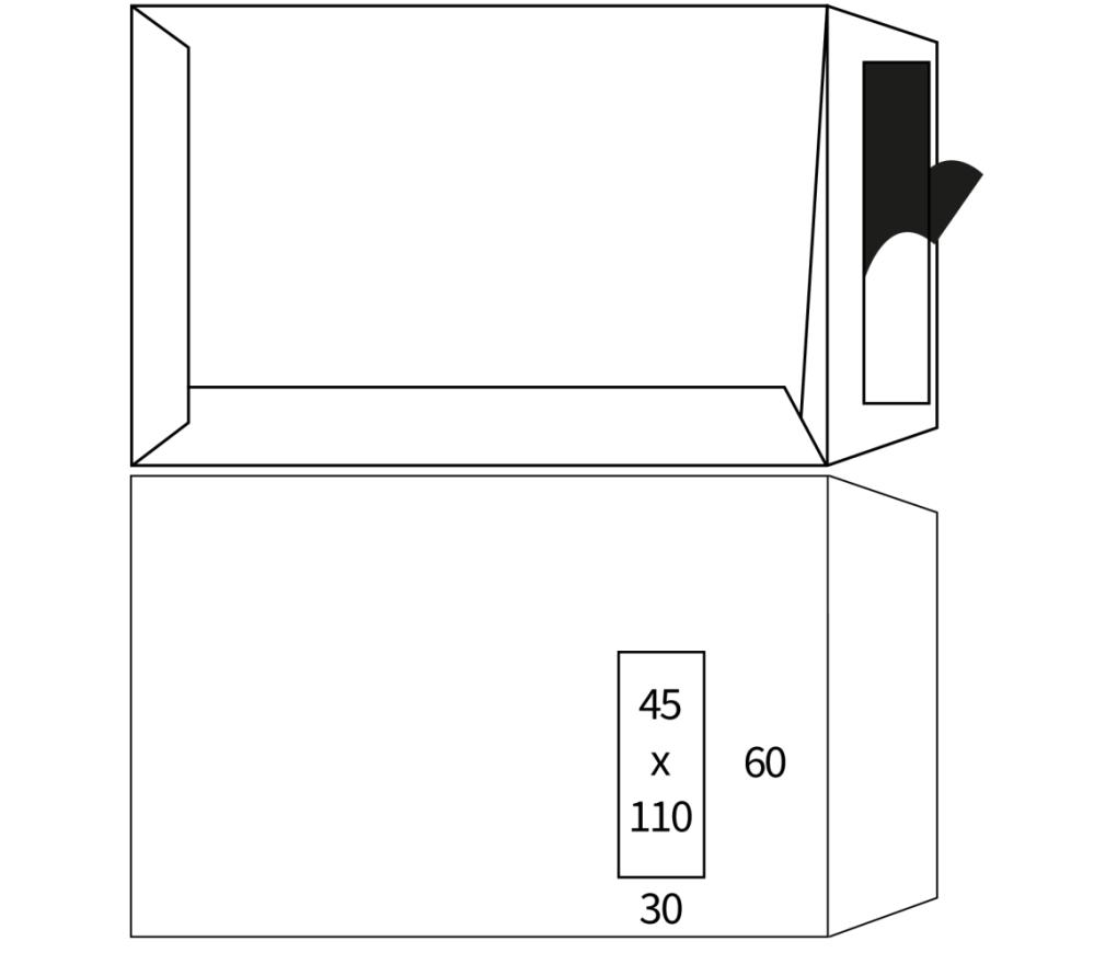 Zakomslag 229 x 324 mm 100 g zelfklevend met strip met venster rechts doos/250 - Per pak