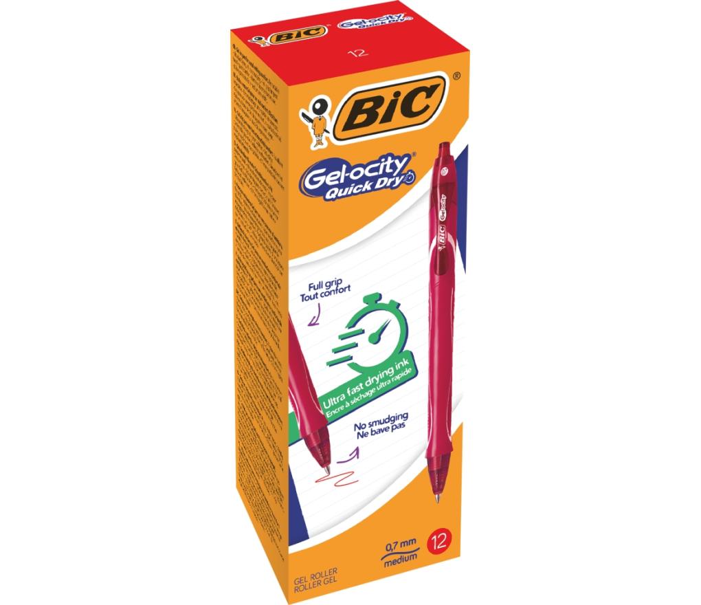 Gelroller Bic Gelocity quick dry rood - Per stuk