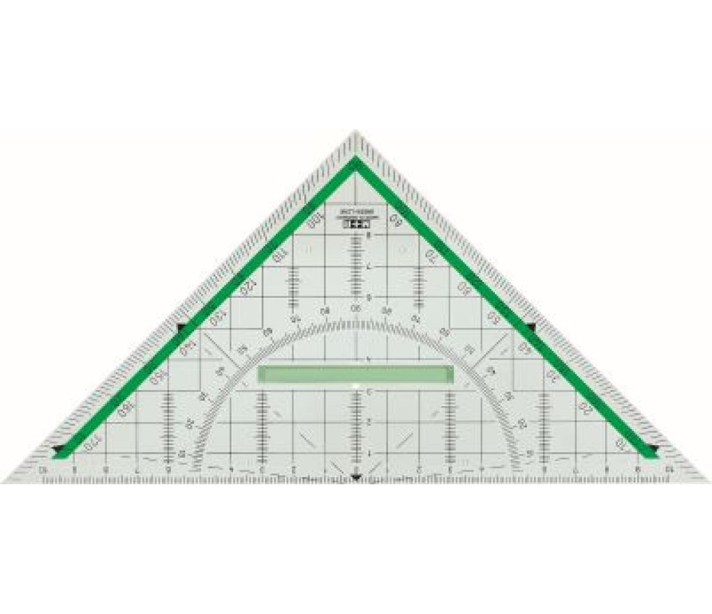 Geodriehoek 22 cm met handvat M+R green line zero plastic - Per stuk