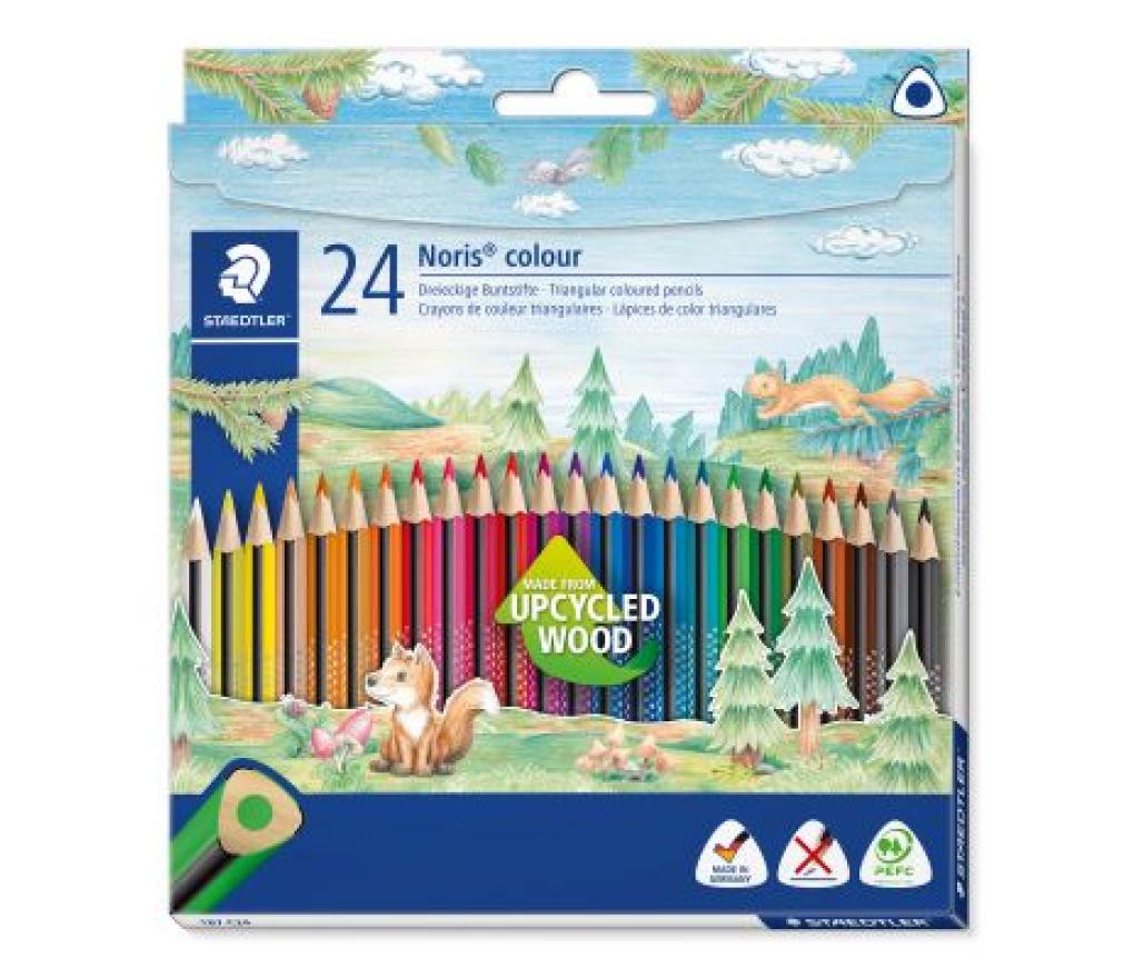Kleurpotloden Staedtler Noris colour upcyled wood driekantig etui/24 - Per pak