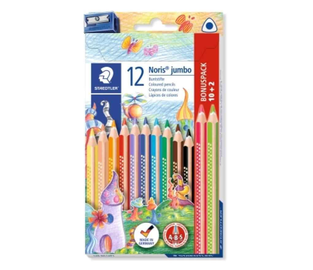 Kleurpotloden Staedtler Noris Jumbo driekantig etui/10+2 - Per pak