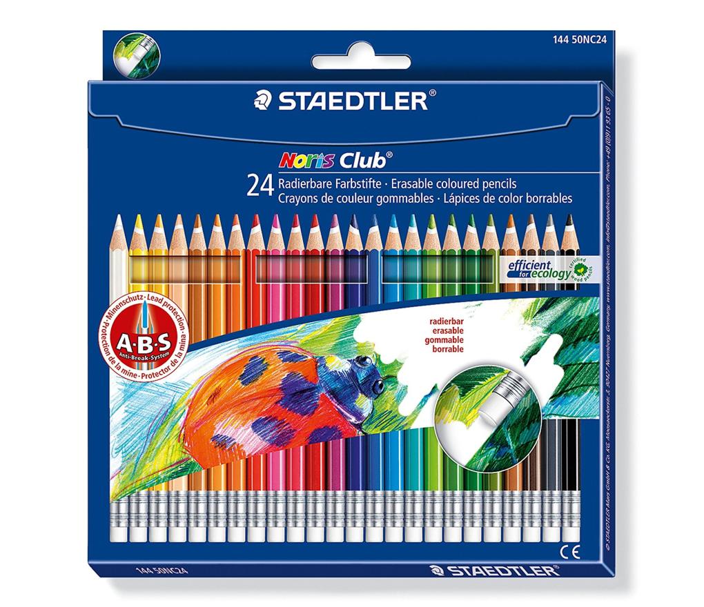 Kleurpotloden Staedtler Noris uitgombaar set/24 met gom - Per pak