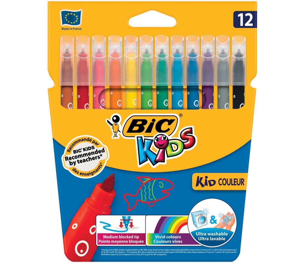 Kleurstiften Bic Kids Kid Couleur medium etui/12 - Per pak